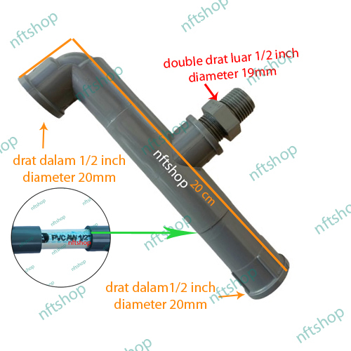 Sambungan Kran Air Cabang Knee Drat Dalam 1/2 Inch
