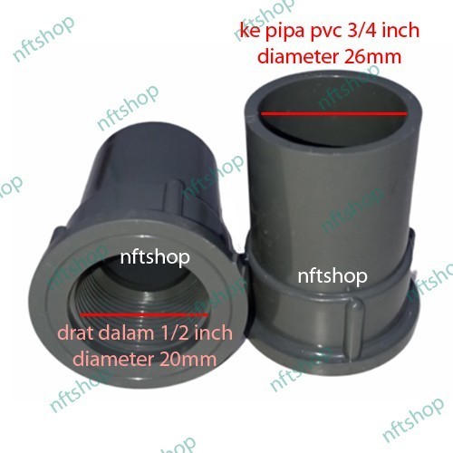 SDD - Sok Drat Dalam 1/2 x Pipa 3/4 Inch